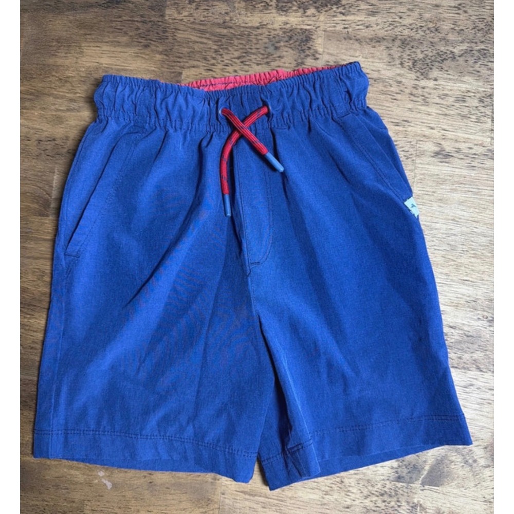 Boys Blue Elastic Waist Drawstring Shorts with Side Pockets Size Small